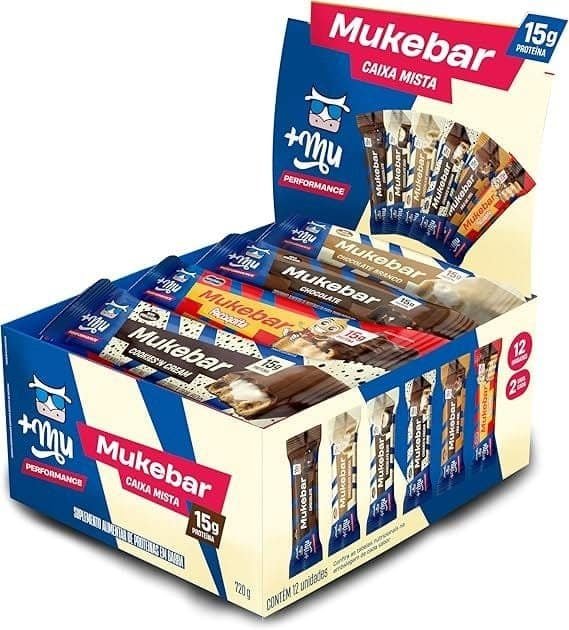 Barra-de-Proteina-Mais-Mu-Mukebar-Sabores-Mistos-15g-de-Proteina-Zero-Acucar-Display-12-Unidades.jpg Barra de Proteína, Mais Mu, Mukebar, Sabores Mistos, 15g de Proteína, Zero Açúcar - Display 12 Unidades - Imagem 1